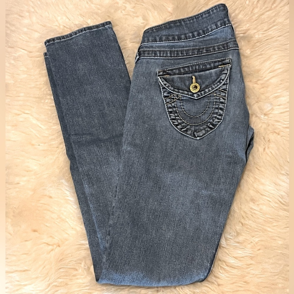 True Religion Blue Straight Long Jeans